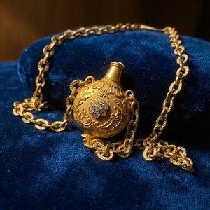 Scheilan Firenze 1980 Vintage Perfume Bottle Style Crystal Pendant Necklace